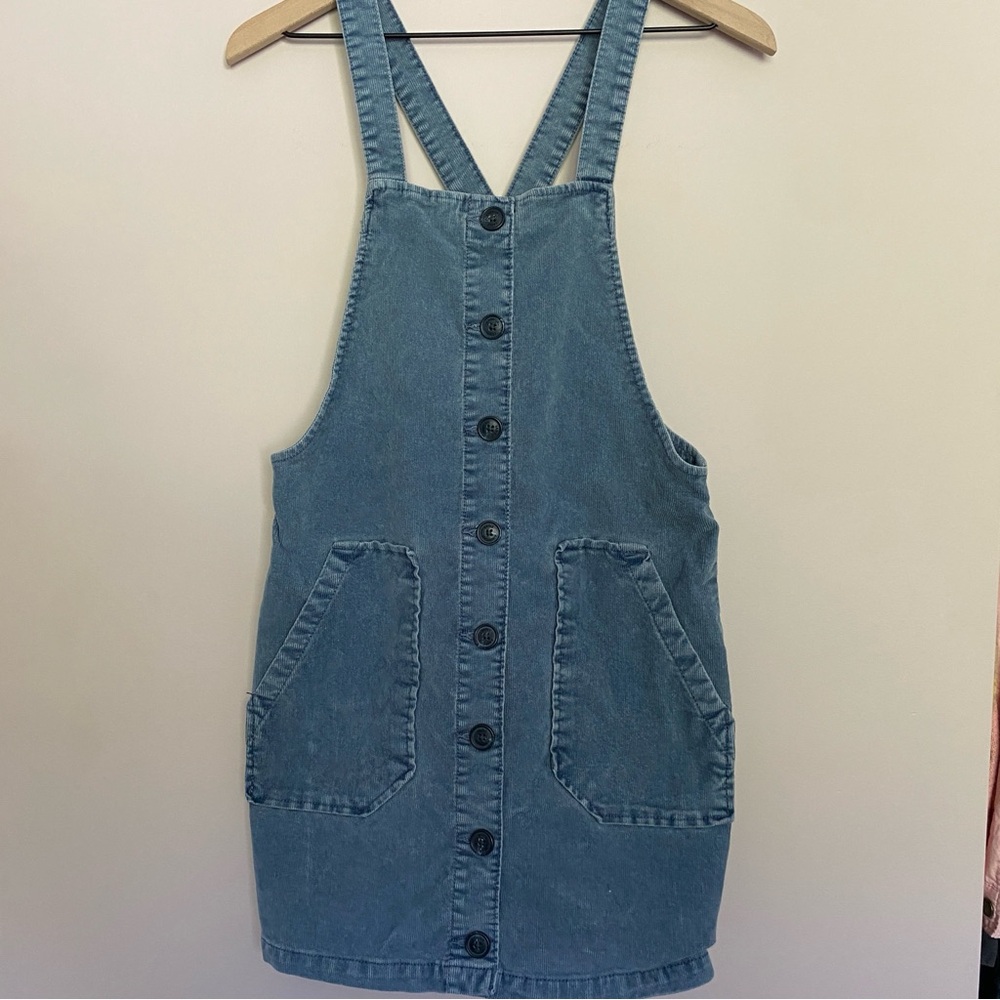 American Eagle Blue Corduroy Button Pinafore Dress